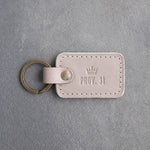Prov. 31 Gray Sand handcrafted leather keychain, Christian scripture gift