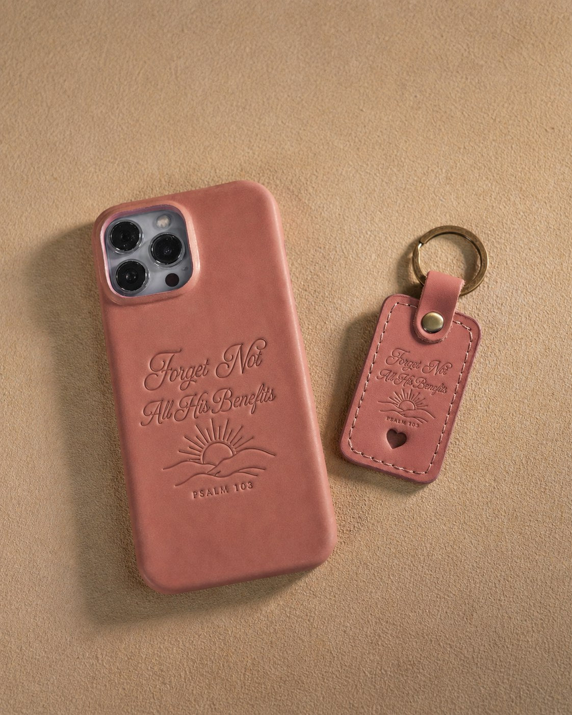 Forget Not All His Benefits Psalm 103 handcrafted leather iPhone case, Christian scripture gift