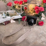 This Is The Day Psalm 118:24 Gray Sand full-grain leather camera strap, Christian scripture gift