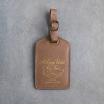 A Lamp Unto My Feet Psalm 119:105 Caramel full-grain leather luggage tag, Christian scripture gift