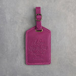 A Lamp Unto My Feet Psalm 119:105 Fuchsia full-grain leather luggage tag, Christian scripture gift