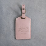 Thy Going Out & Thy Coming In Psalm 121:8 Blush full-grain leather luggage tag, Christian scripture gift