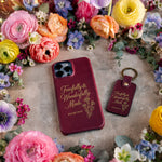 Fearfully & Wonderfully Made Psalm 139:14 handcrafted leather iPhone case, Christian scripture gift