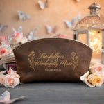 Fearfully & Wonderfully Made Psalm 139:14 Sicilian Brown full-grain leather makeup bag, Christian scripture gift