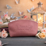 He Healeth The Broken In Heart Psalm 147:3 Parisian Blossom full-grain leather makeup bag, Christian scripture gift