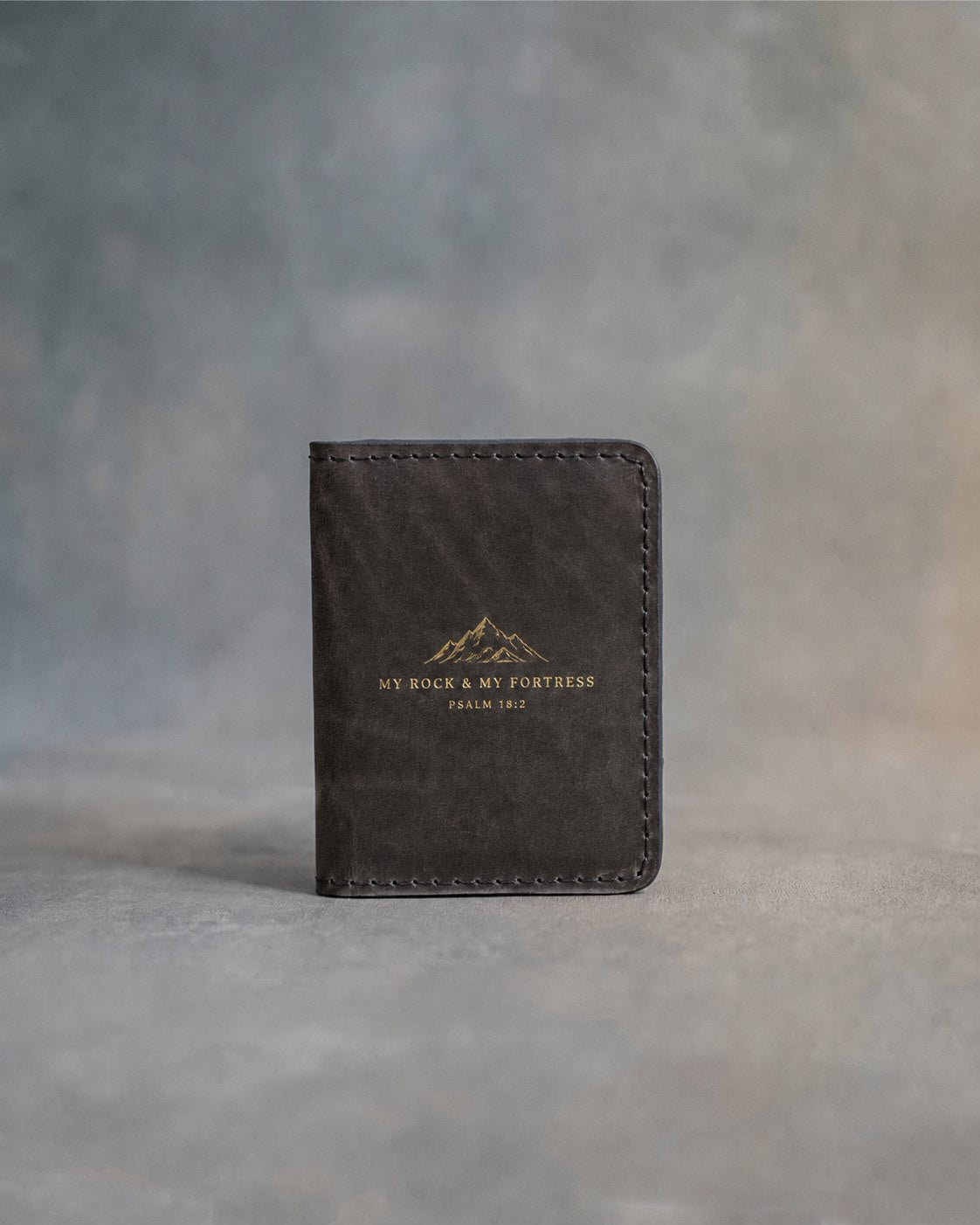 My Rock & My Fortress Psalm 18:2 full-grain leather wallet, Christian scripture gift