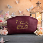 I Will Fear No Evil Psalm 23:4 Sangria full-grain leather makeup bag, Christian scripture gift