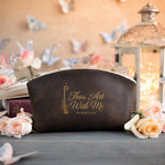 I Will Fear No Evil Psalm 23:4 full-grain leather makeup bag, Christian scripture gift