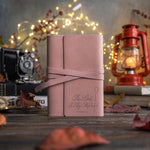 The Lord Is My Shepherd Psalm 23 Blush handcrafted leather journal, Christian scripture gift