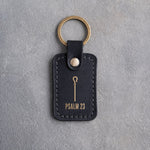 The Lord Is My Shepherd Psalm 23 Black handcrafted leather keychain, Christian scripture gift