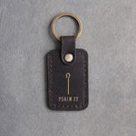 The Lord Is My Shepherd Psalm 23 Dark Espresso handcrafted leather keychain, Christian scripture gift