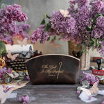 The Lord Is My Shepherd Psalm 23 full-grain leather makeup bag, Christian scripture gift