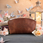 The Lord Is My Shepherd Psalm 23 Arizona full-grain leather makeup bag, Christian scripture gift