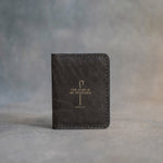 The Lord Is My Shepherd Psalm 23 Country Gray full-grain leather wallet, Christian scripture gift