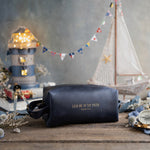 Lead Me In Thy Truth Psalm 25:5 Blueberry full-grain leather dopp kit, Christian scripture gift