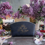 The Lord Is My Light Psalm 27:1 Blueberry full-grain leather makeup bag, Christian scripture gift