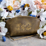 The Lord Is My Light Psalm 27:1 full-grain leather makeup bag, Christian scripture gift