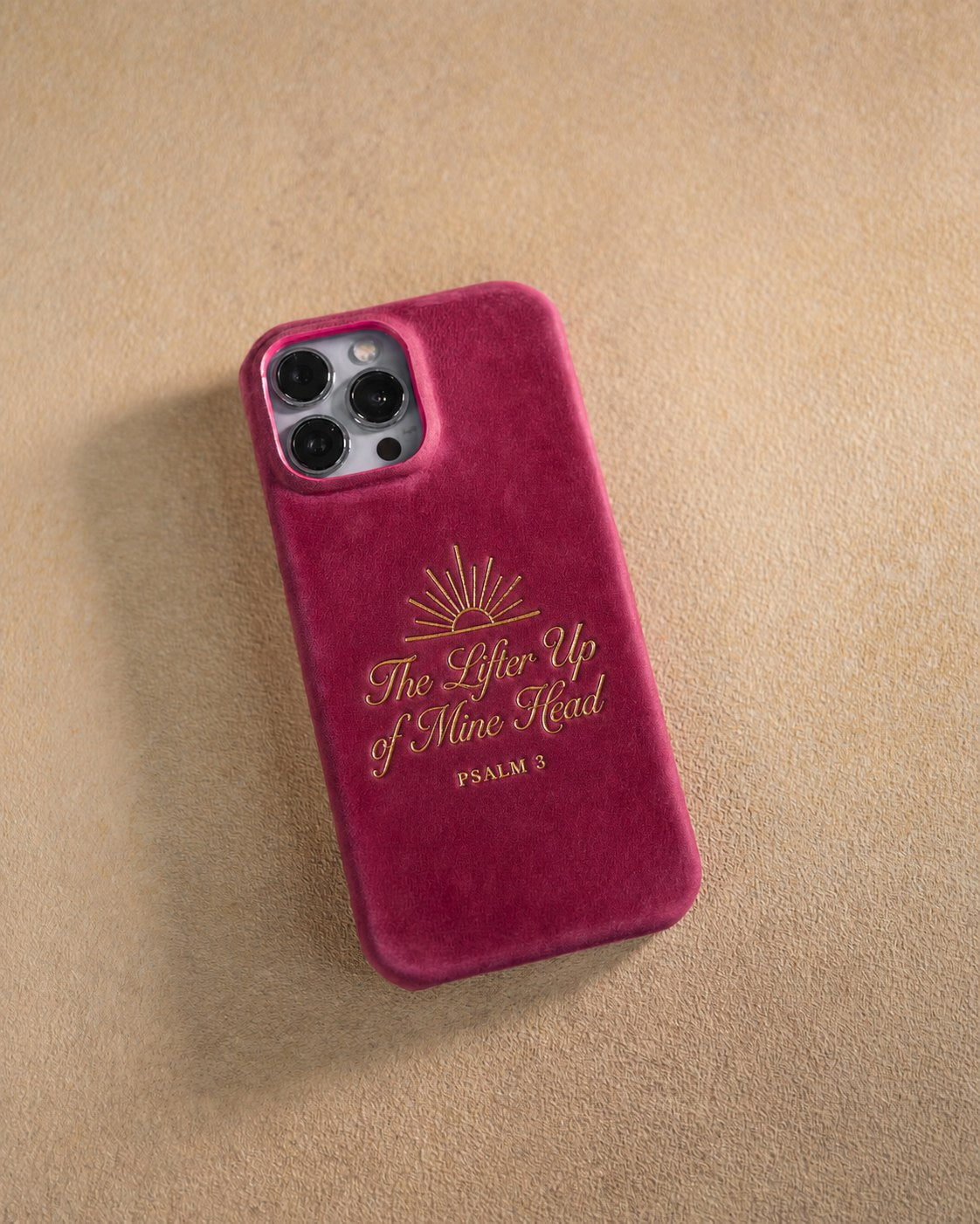 The Lifter Up Of Mine Head Psalm 3 handcrafted leather iPhone case, Christian scripture gift