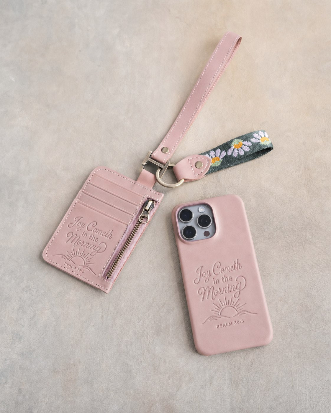 Joy Cometh In The Morning Psalm 30:5 handcrafted leather iPhone case, Christian scripture gift