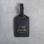 I Will Guide Thee Psalm 32:8 Black full-grain leather luggage tag, Christian scripture gift