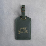 I Will Guide Thee Psalm 32:8 Forest Green full-grain leather luggage tag, Christian scripture gift