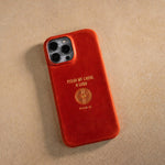 Plead My Cause, O Lord Psalm 35 handcrafted leather iPhone case, Christian scripture gift