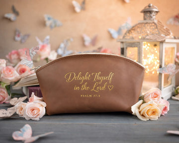 Psalm 37:4 makeup bag – "delight thyself in the lord" bible verse gift