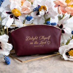 Delight Thyself In The Lord Psalm 37:4 full-grain leather makeup bag, Christian scripture gift