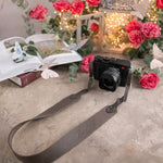 Be Still Psalm 46:10 Country Gray full-grain leather camera strap, Christian scripture gift