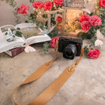 Be Still Psalm 46:10 Indian Summer full-grain leather camera strap, Christian scripture gift
