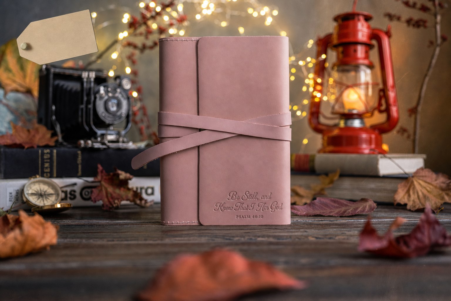 Be Still & Know Psalm 46:10 handcrafted leather journal, Christian scripture gift