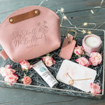 She Shall Not Be Moved Psalm 46:5 full-grain leather makeup bag, Christian scripture gift