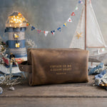 Create In Me A Clean Heart Psalm 51:10 Sicilian Brown full-grain leather dopp kit, Christian scripture gift