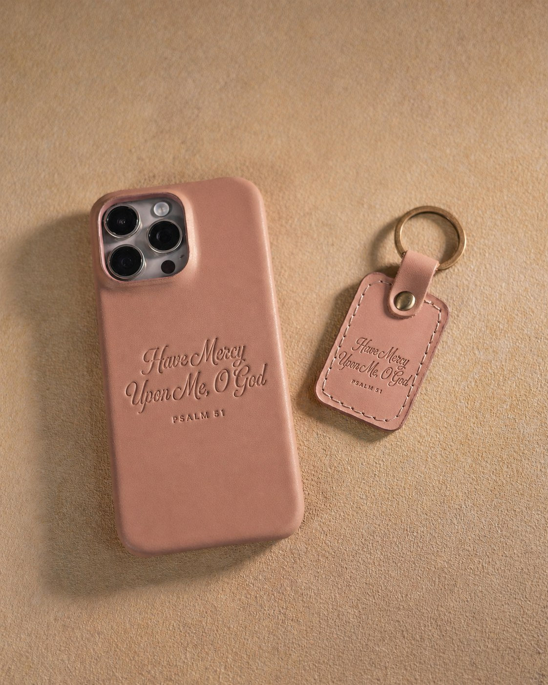 Have Mercy Upon Me, O God Psalm 51 handcrafted leather iPhone case, Christian scripture gift