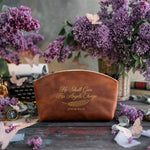 He Shall Give His Angels Charge Psalm 91:11 Arizona full-grain leather makeup bag, Christian scripture gift