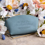 He Shall Give His Angels Charge Psalm 91:11 full-grain leather makeup bag, Christian scripture gift