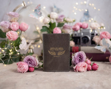 Psalm 91:4 passport cover – "under his wings" bible verse gift