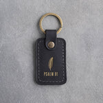 Psalm 91 Black handcrafted leather keychain, Christian scripture gift