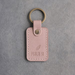 Psalm 91 Blush handcrafted leather keychain, Christian scripture gift