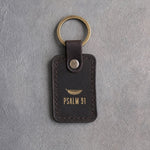 Psalm 91 Dark Espresso handcrafted leather keychain, Christian scripture gift