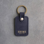 Redeemed Isaiah 44:22 Blueberry handcrafted leather keychain, Christian scripture gift