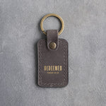 Redeemed Isaiah 44:22 Country Gray handcrafted leather keychain, Christian scripture gift