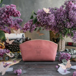Be Ye Transformed Rom. 12:2 full-grain leather makeup bag, Christian scripture gift