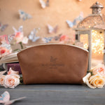 Be Ye Transformed Rom. 12:2 full-grain leather makeup bag, Christian scripture gift