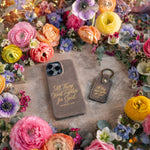 Rom. 8:28 handcrafted leather iPhone case, Christian scripture gift