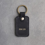 Rom. 8:28 Black handcrafted leather keychain, Christian scripture gift