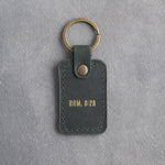 Rom. 8:28 Forest Green handcrafted leather keychain, Christian scripture gift