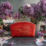 Whither Thou Goest, I Will Go Ruth 1:16 Poppy Red full-grain leather makeup bag, Christian scripture gift