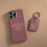 My Kindness Shall Not Depart From Thee Isaiah 54:10 handcrafted leather iPhone case, Christian scripture gift
