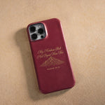 My Kindness Shall Not Depart From Thee Isaiah 54:10 handcrafted leather iPhone case, Christian scripture gift